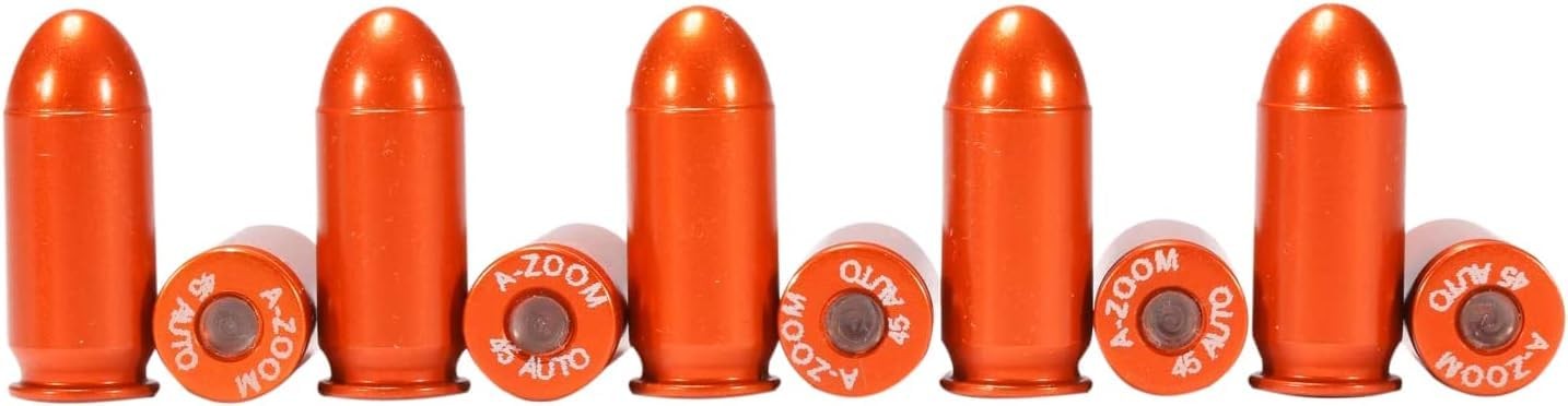 A-Zoom .45 ACP Orange SNAP Cap Dummy Rounds 10-Pack - Safe Dry Fire (15415)