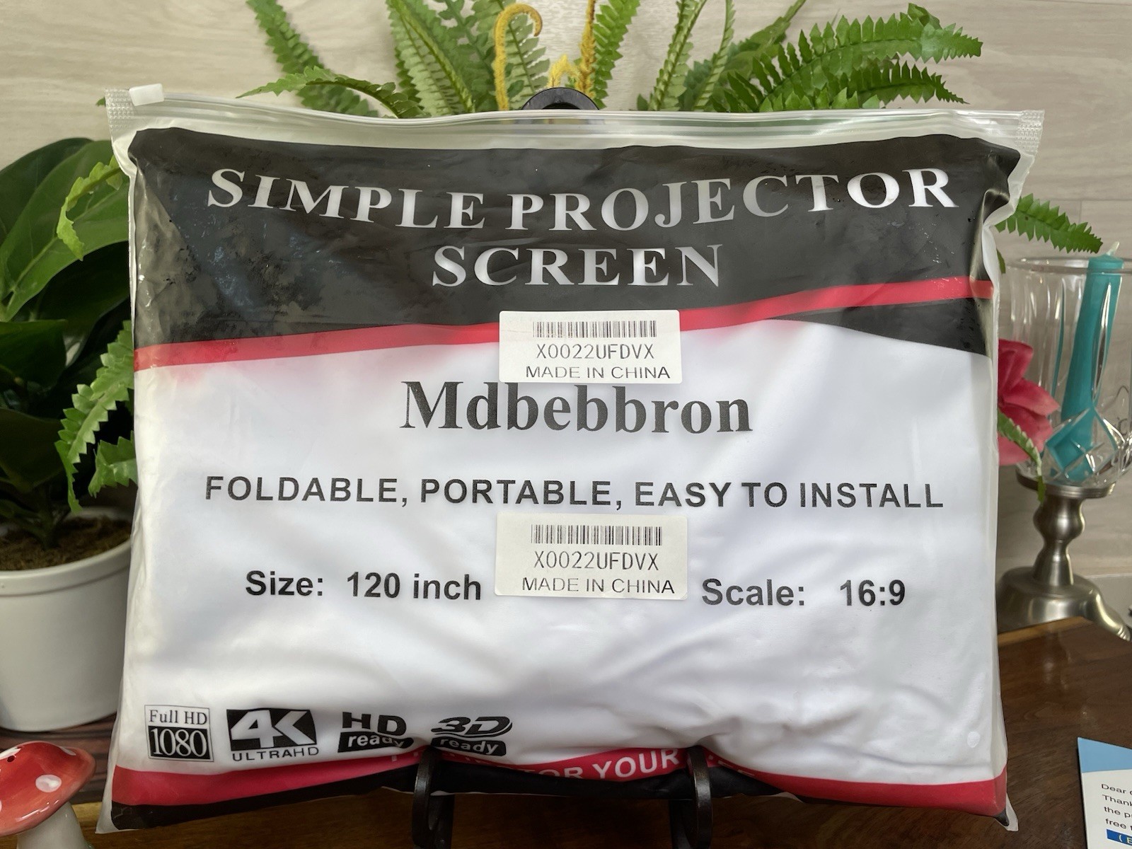 Mdbebbron 120 Inch Portable Projector Screen 16:9 4K HD Foldable Indoor Outdoor⁠