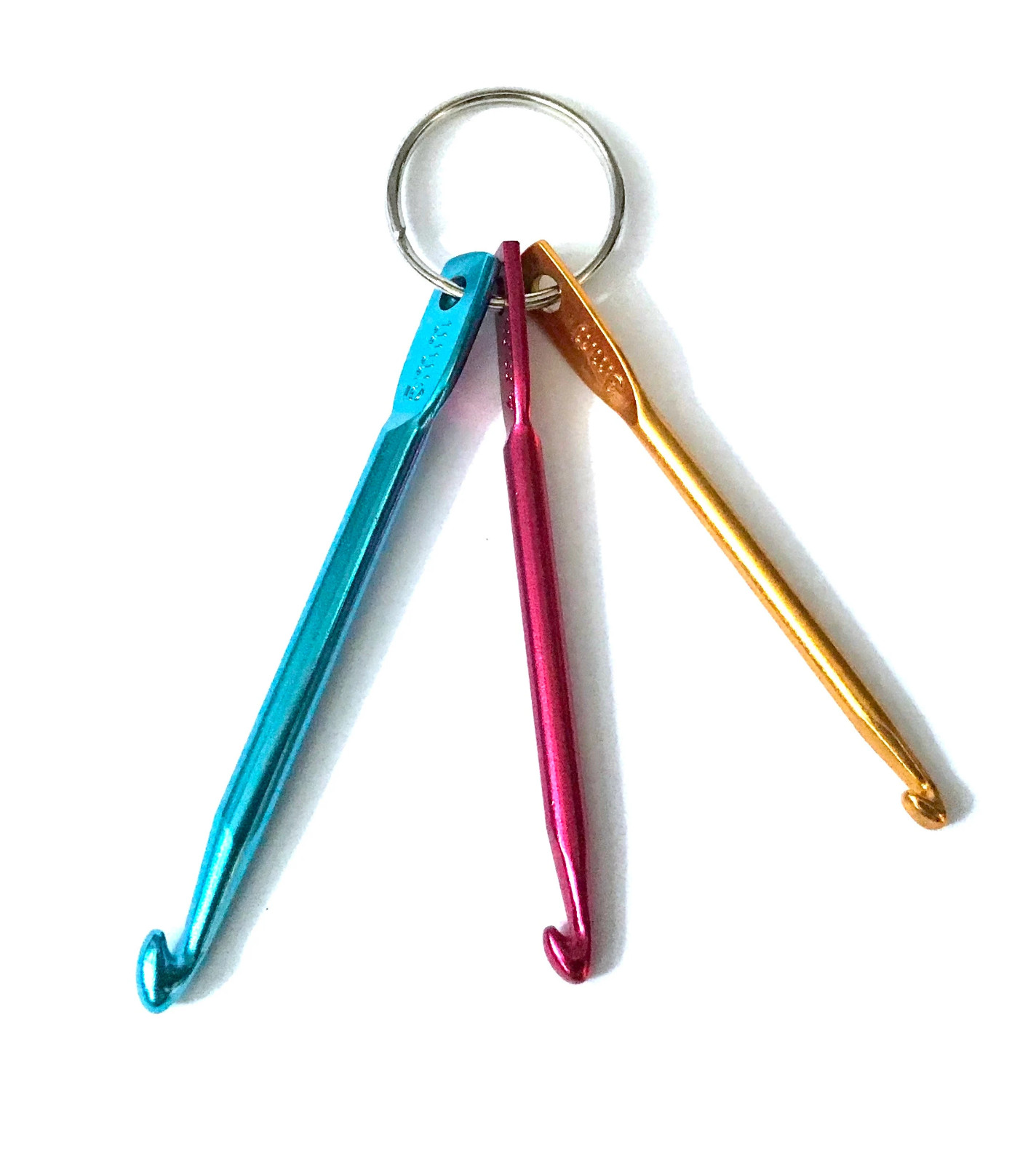 3PCS Aluminum Crochet Hooks On Keychain Keyring Knitting Needles Craft DIY Tools