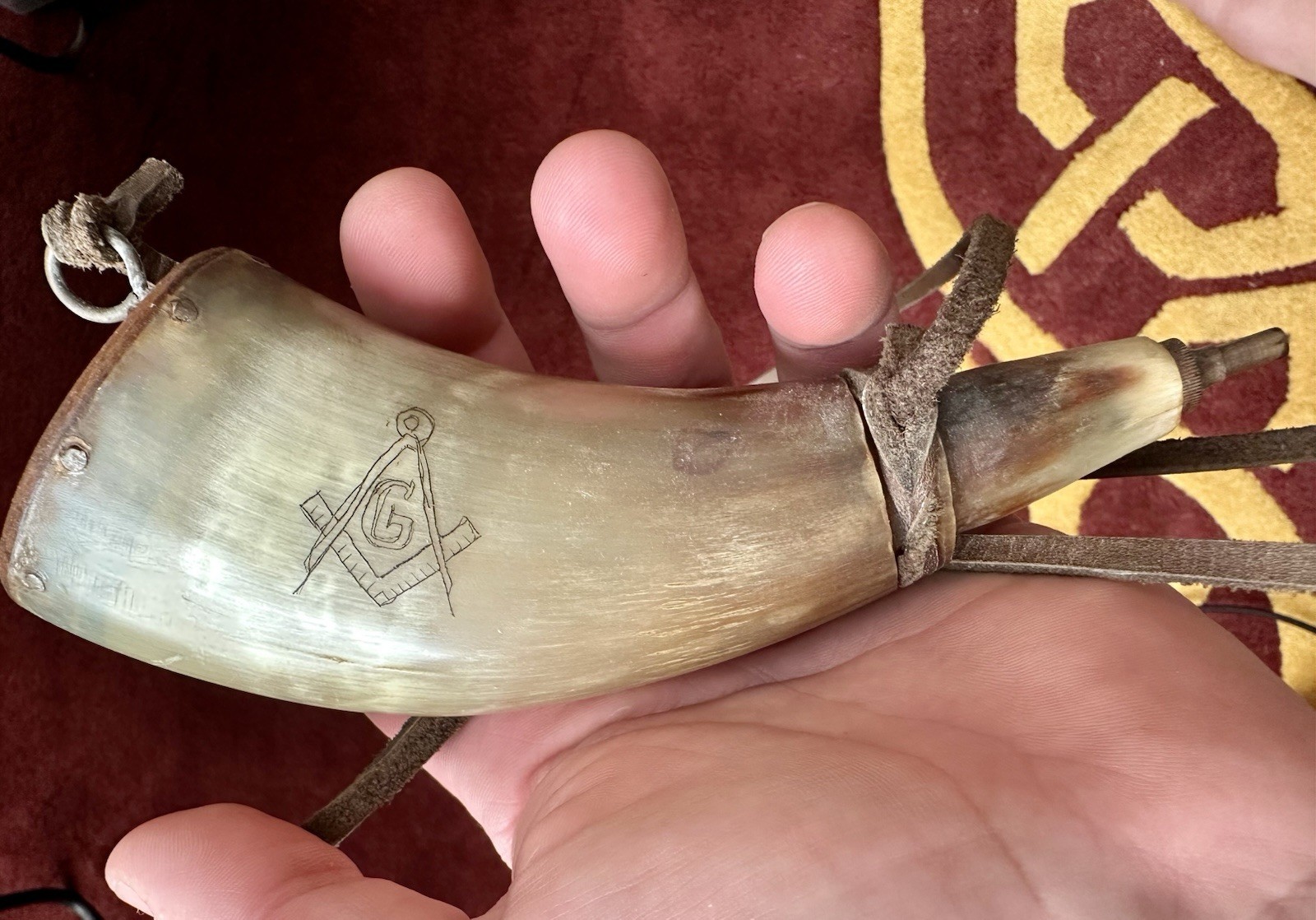 Masonic Powder Horn -Handmade and Durable For Use - Muzzleloader Accessory
