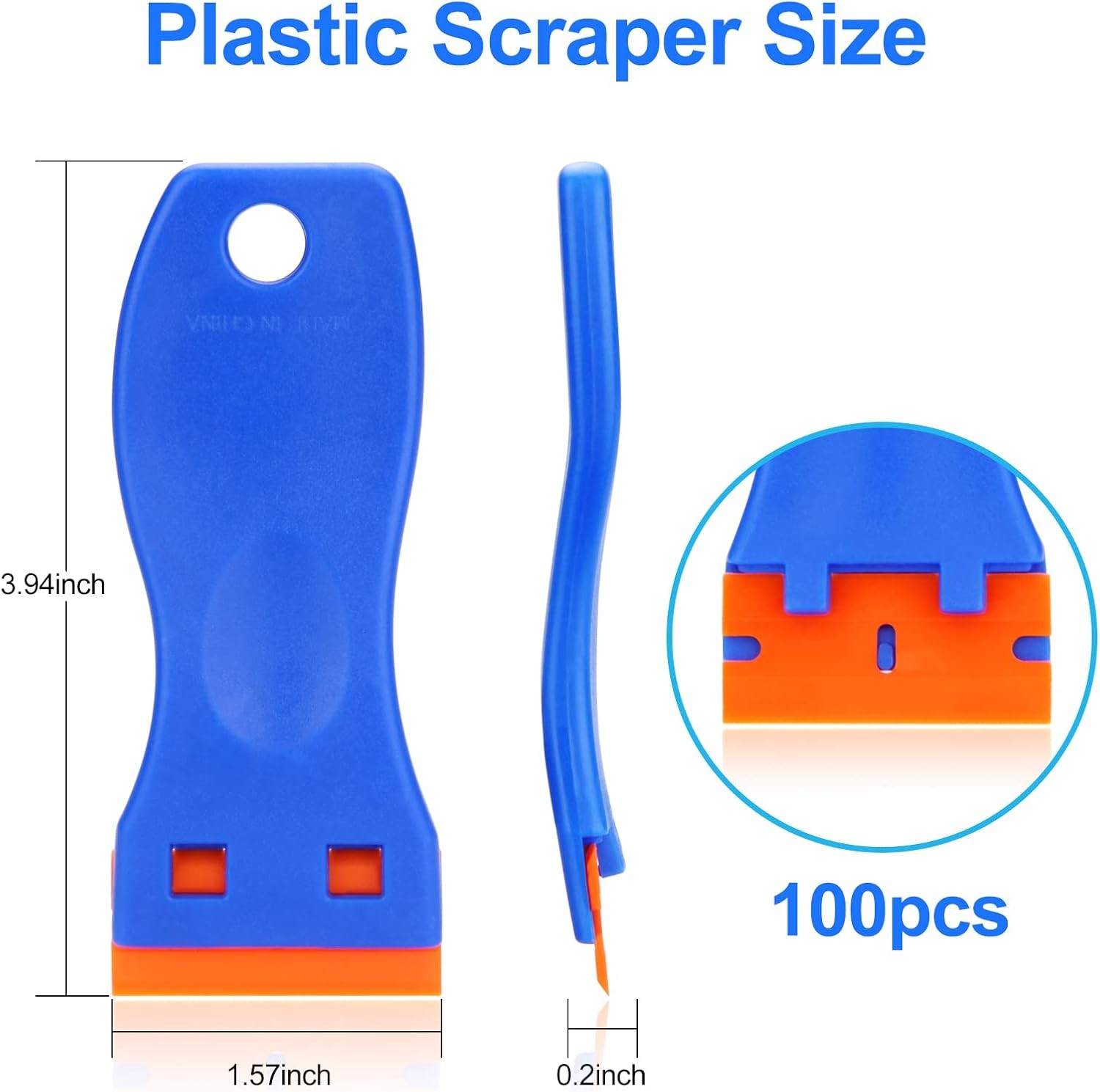4 Pcs Plastic Razor Blade Scraper with 100 Blades No Scratch