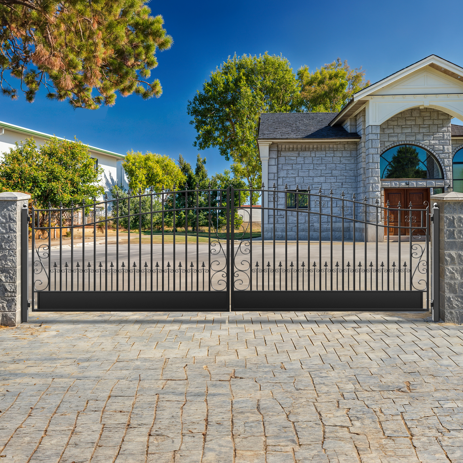 ZUMI 18x6 ft. Dual Swing Gates for Driveway Steel Swing Driveway Gates for Home