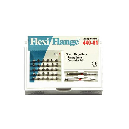 Essential Dental Systems 440-01 Flexi-Flange Stainless Steel Posts #1 Red 30/Pk