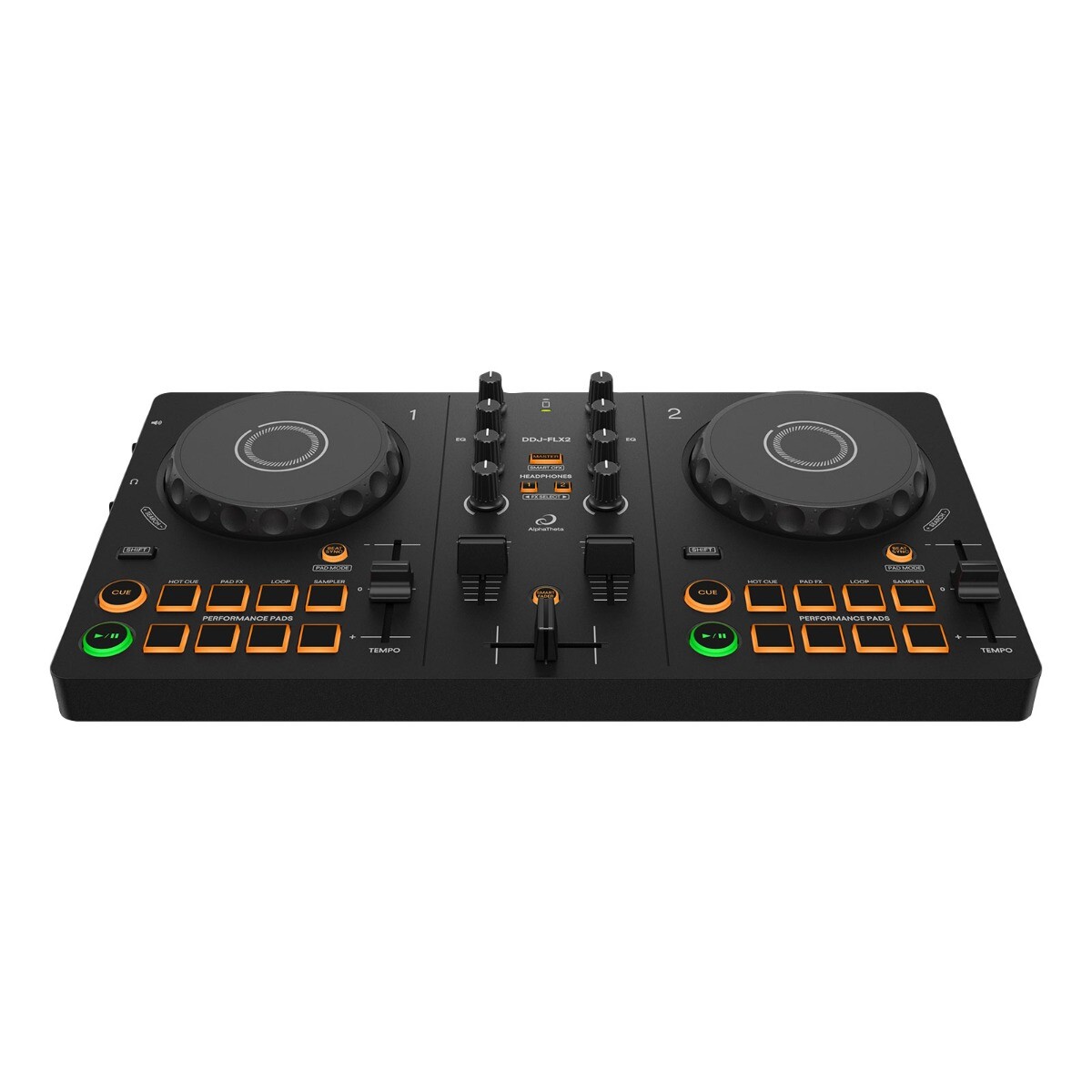 AlphaTheta DDJ-FLX2 Compact Beginner 2-Channel Serato DJ Controller, Headphones