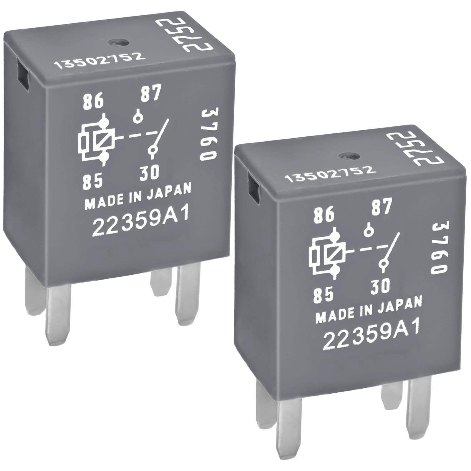 Relay 13502752 (Set of 2), 12VDC 30A 4 Pins Multi-Purpose OEM Relay Compatibl...