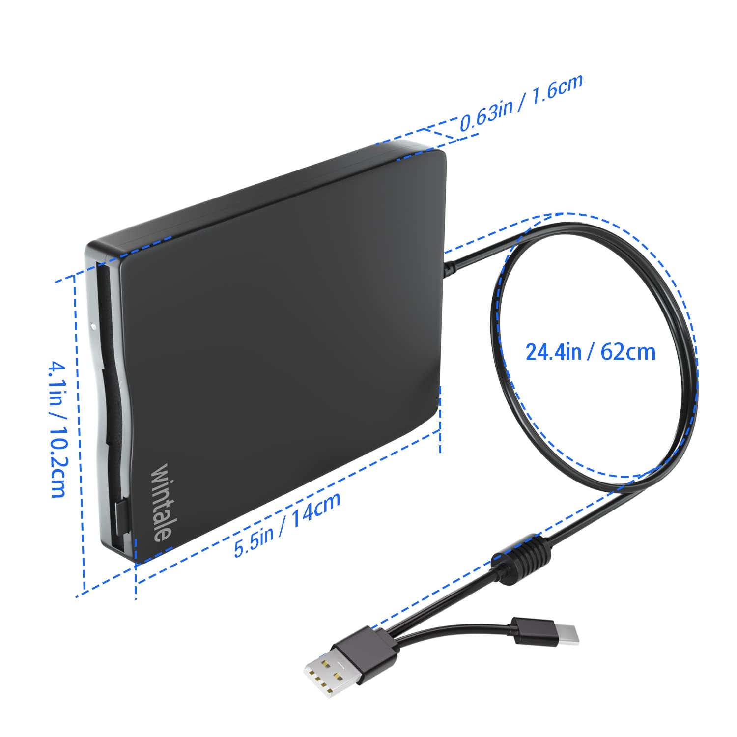 3.5 Floppy Drive USB External, Portable Floppy Disk Reader for Laptop, Plug a...