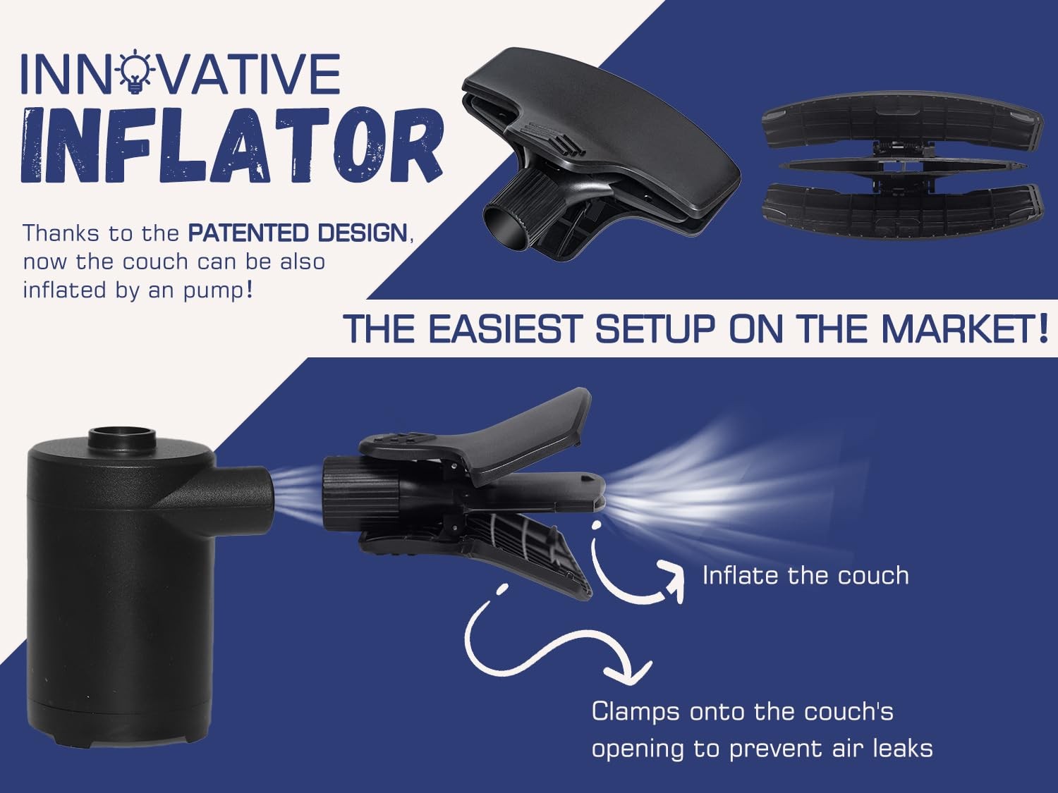 Inflatable Couch with Pump - Easiest Setup, Crazy Comfy & Ultralight - Blow u...