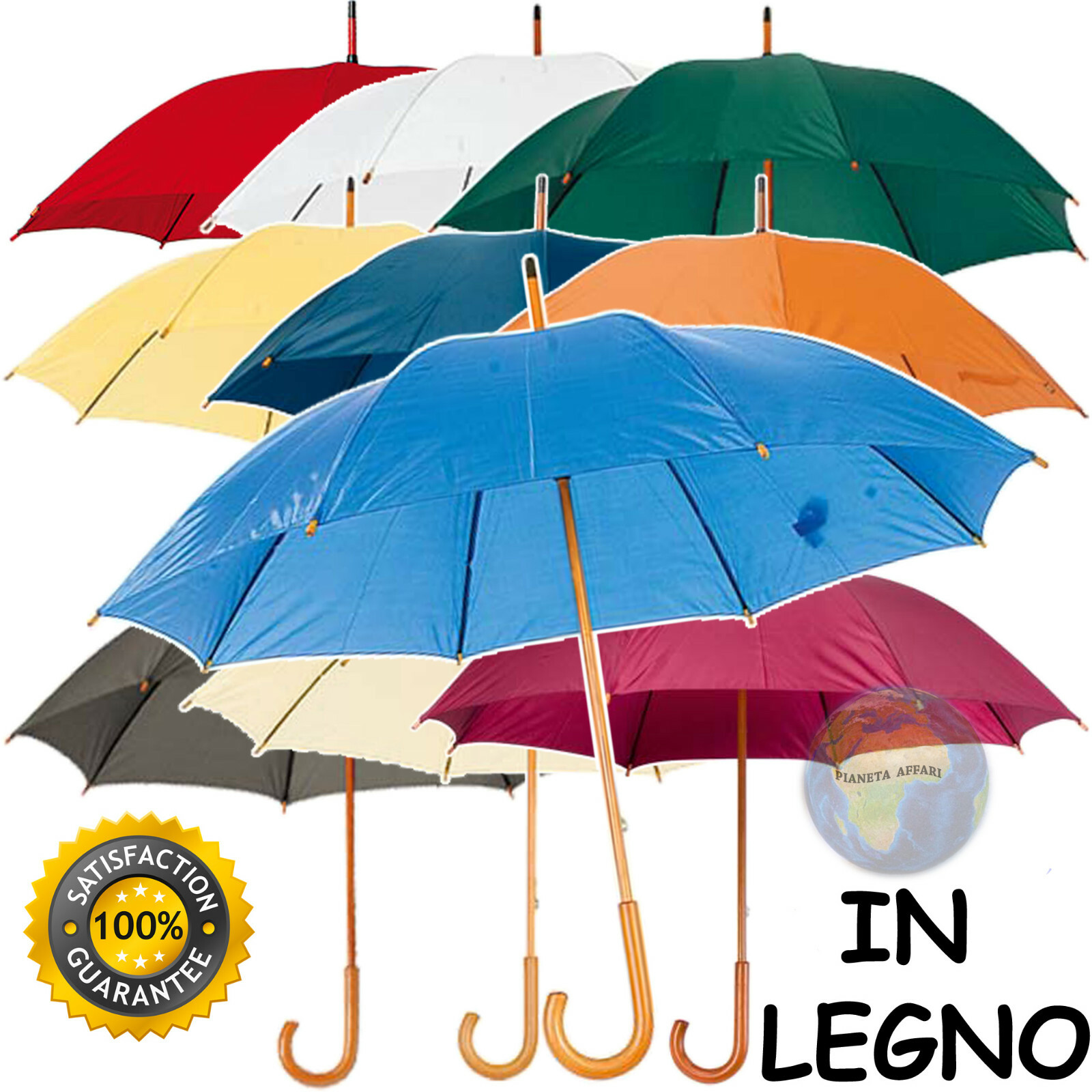 Large Wooden Umbrella For Men And Women Rain Wind Colorful Manual Handle