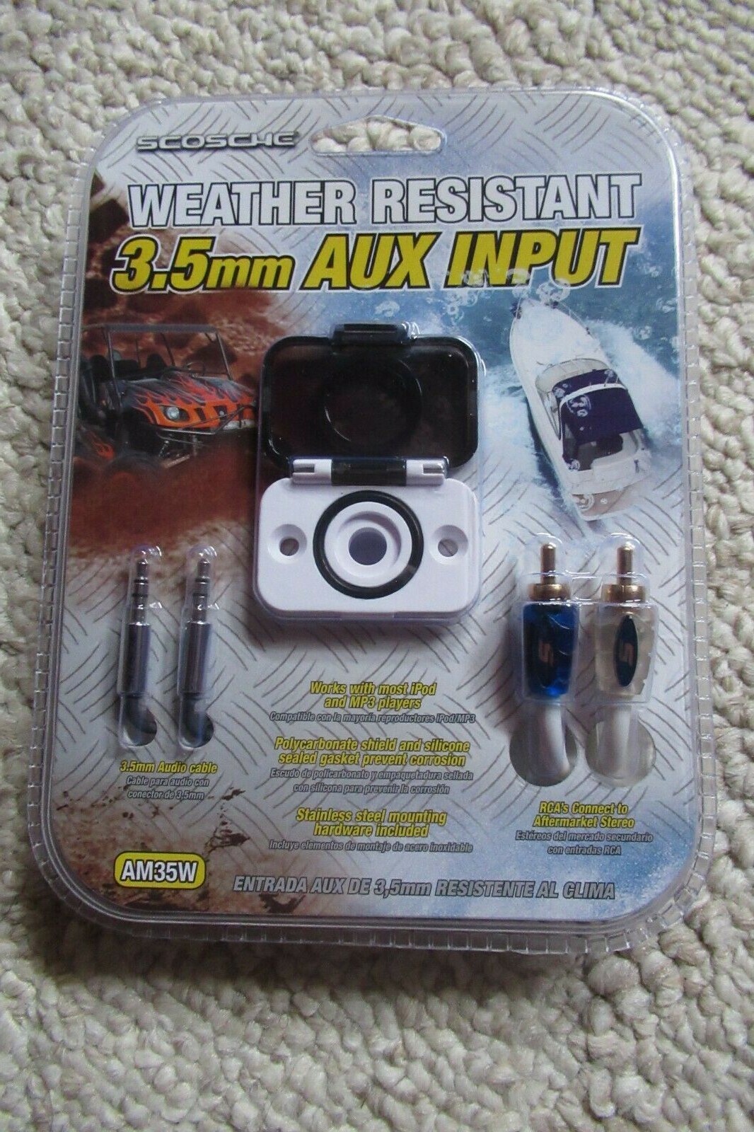 SCOSCHE WEATHER RESISTANT MARINE 3.5mm AUX INPUT FOR IPODS/MP3 PLAYERS