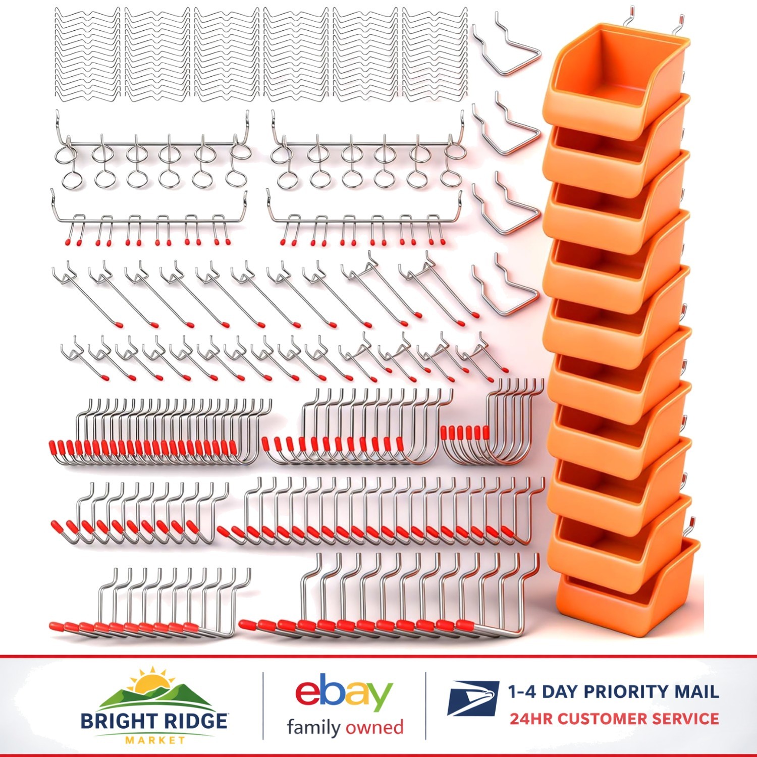 Heavy Duty Pegboard Accessories Kit, 238 Pieces for Tool and Garage Organization