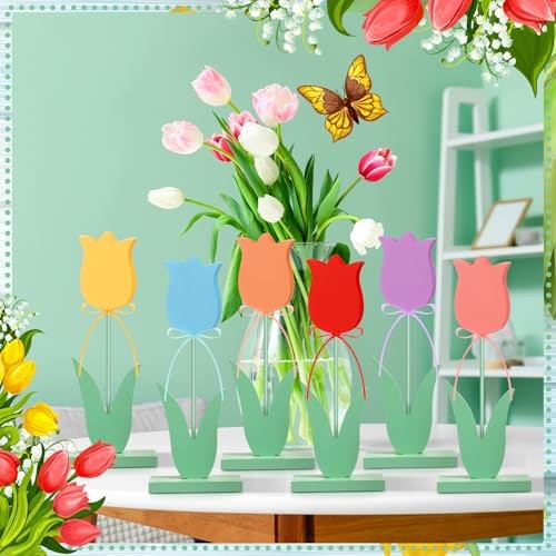 Pcs Spring Wooden Tulips Easter Table Centerpieces Multicolor 12 Classic style