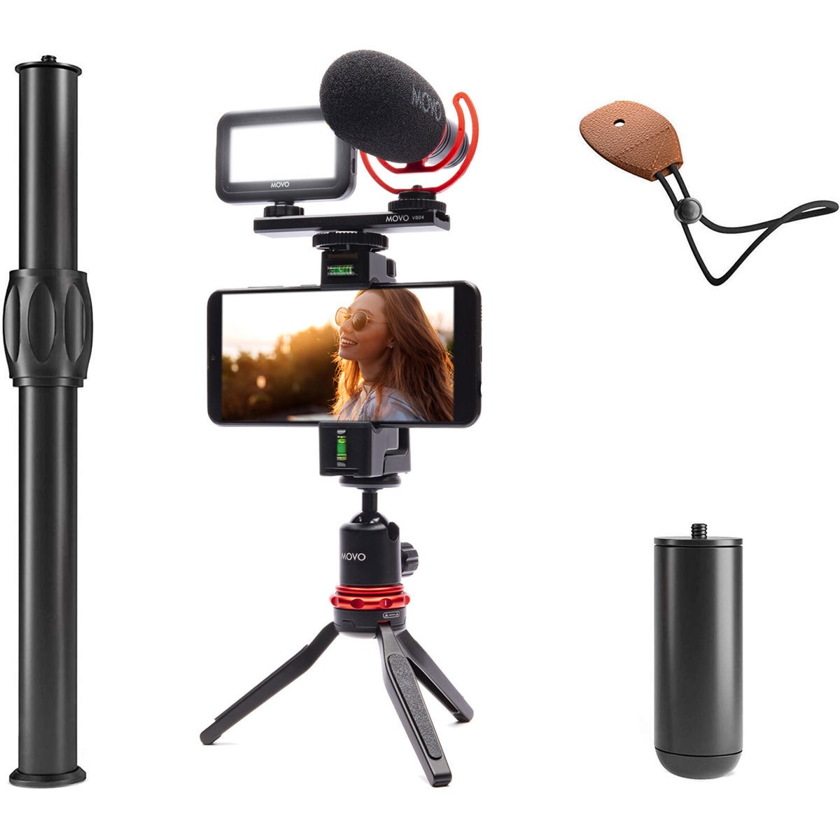 Movo Photo VXR10-PRO+ Smartphone Video Rig Kit, Shotgun Mic and LED-30 LED Light