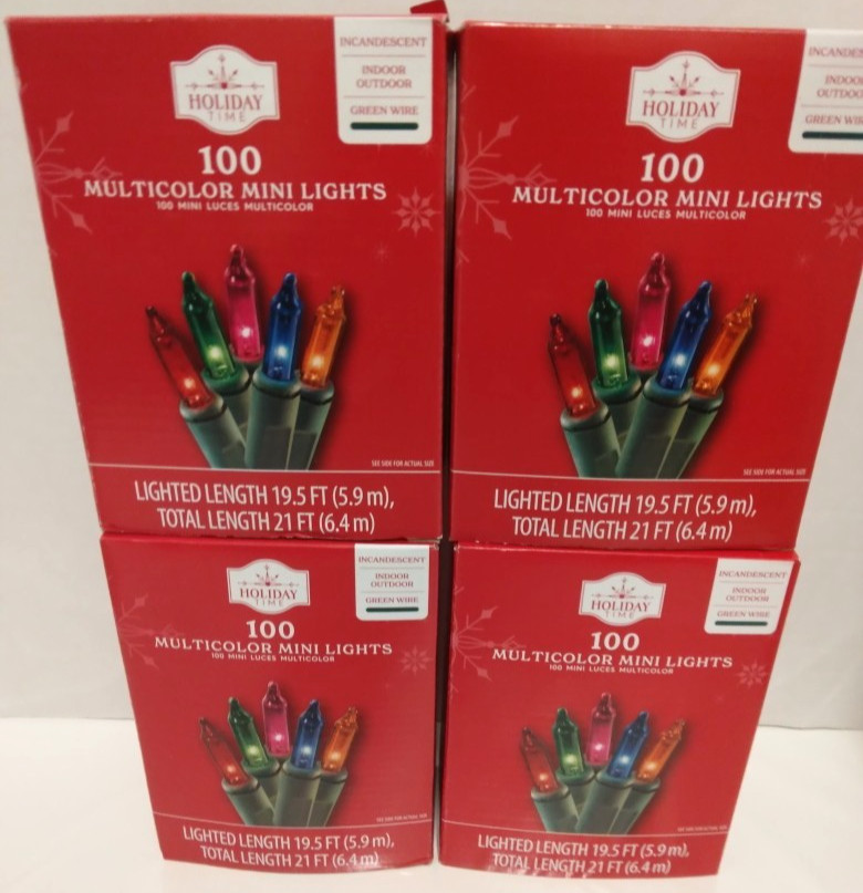 HolidayTime Multicolor Mini Lights Indoor/ Outdoor Green Wire 100 Ct (Lot of 4)