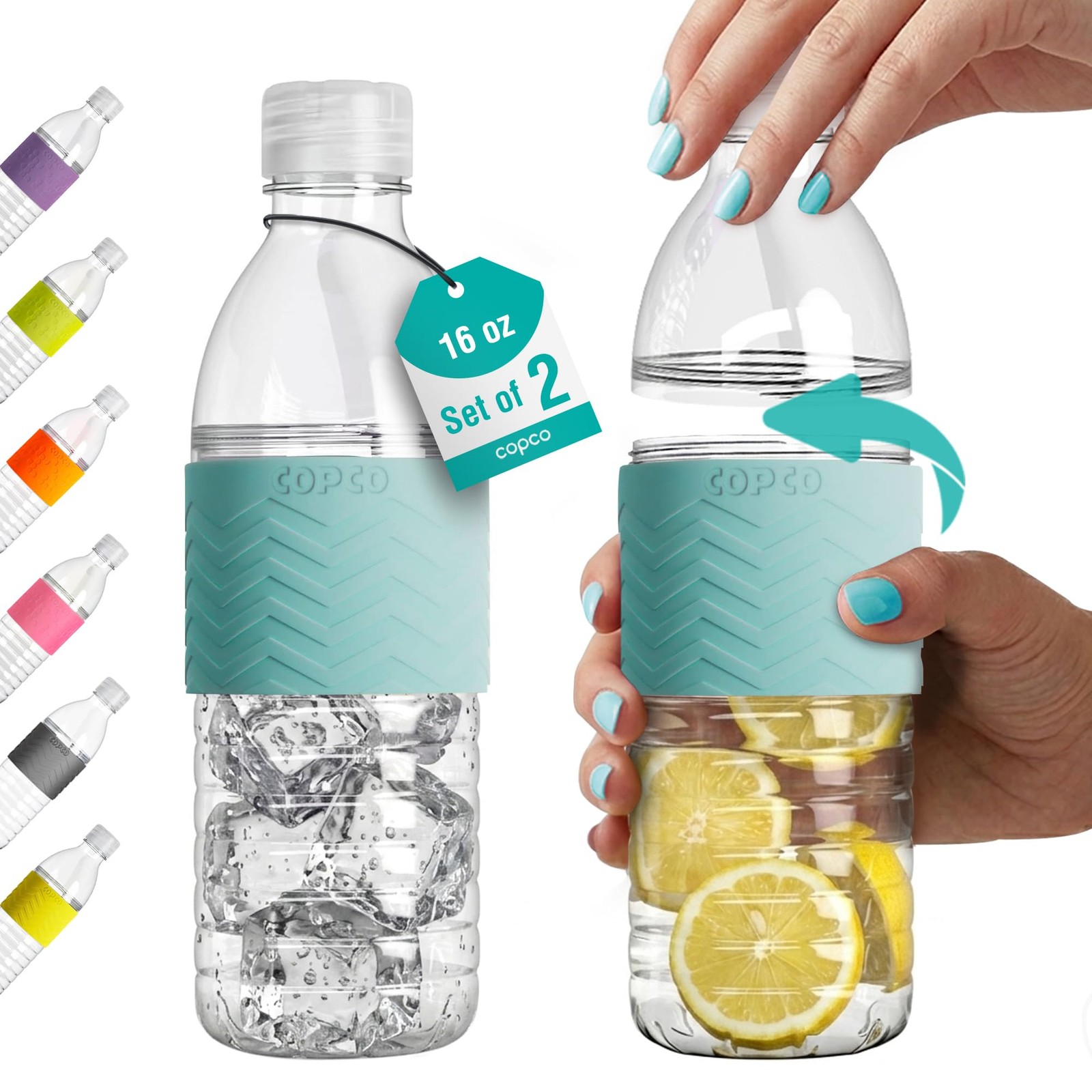 Copco Hydra Water Bottle, 16.9 Oz - 8.5" H x 3" L x W, Robins Egg Blue