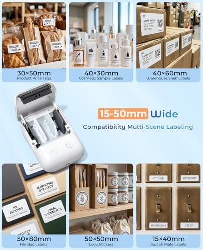 A421 Bluetooth Label Maker Machine, Portable Thermal Printer Barcodes [1 Roll]