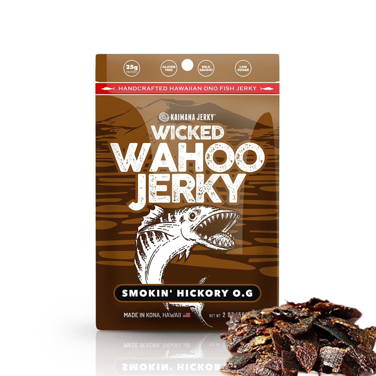 Smokin' Hickory O.G Wahoo Ono Fish Jerky - Organic, Gourmet Smoked Fish Strips,