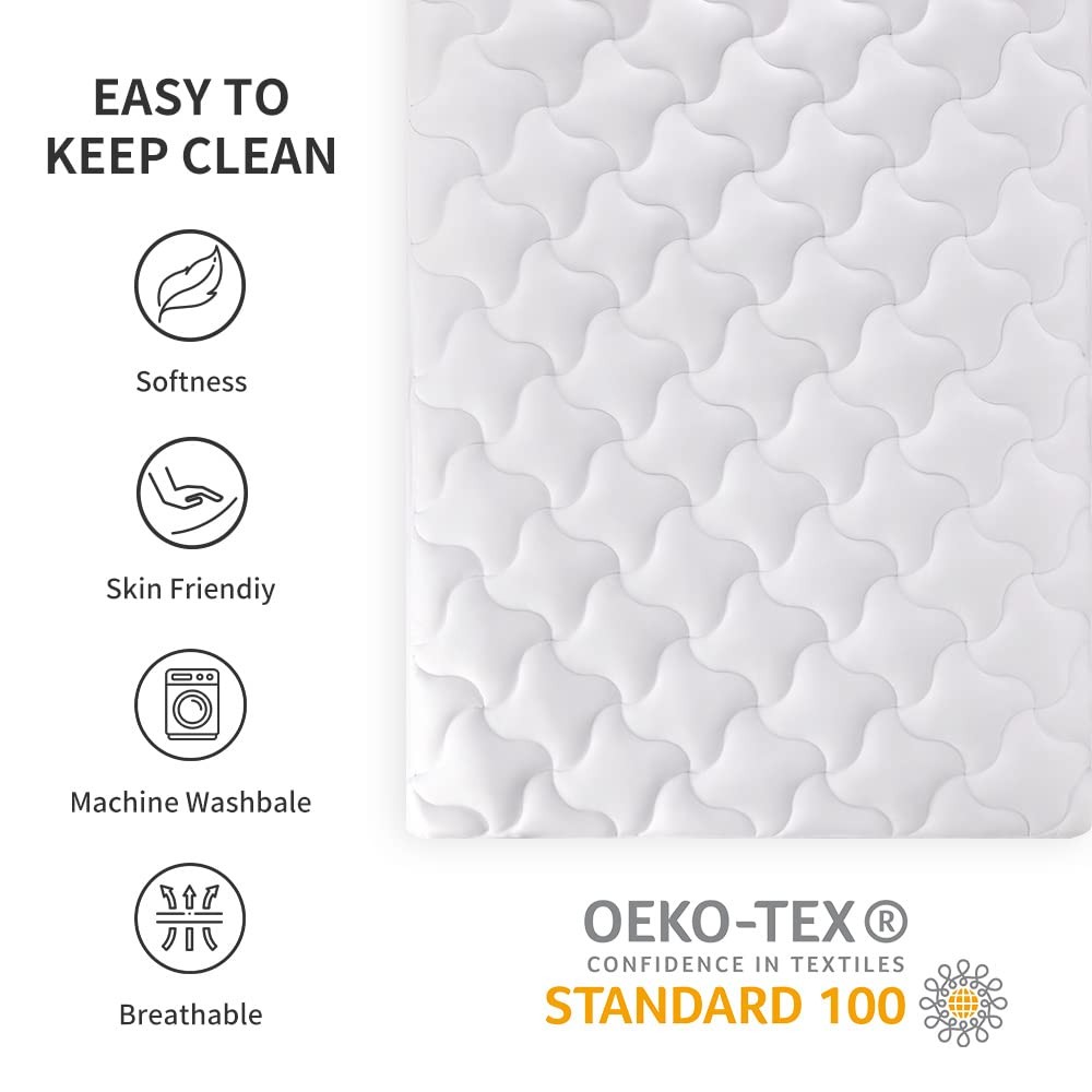 SLEEP ZONE Mattress Topper Twin Pad, Cooling Quilted Twin, White