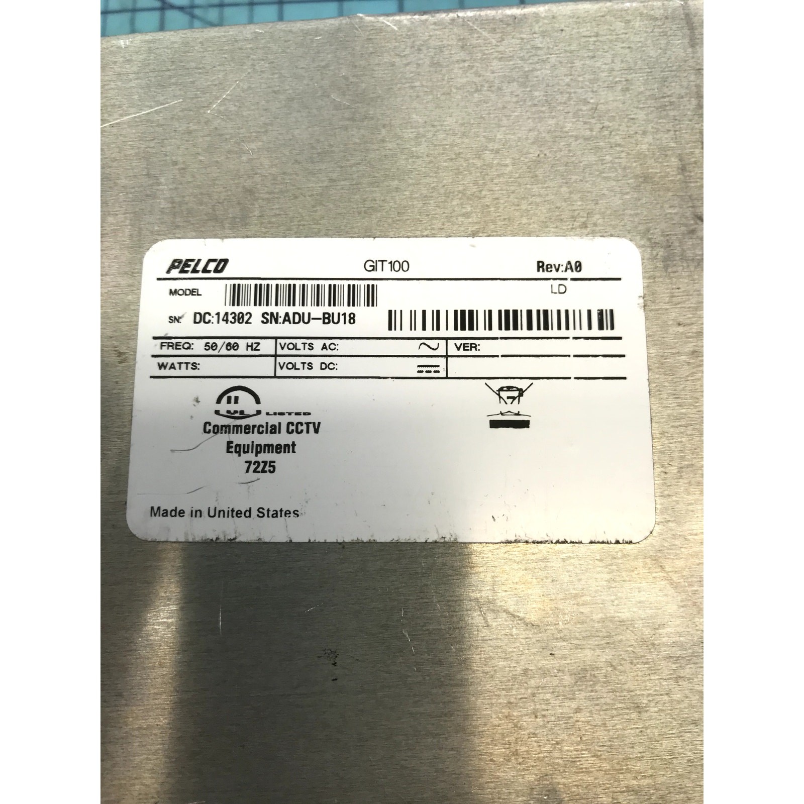 Pelco GIT100 Ground Loop Isolation Transformer CCTV Video Signal Eliminator