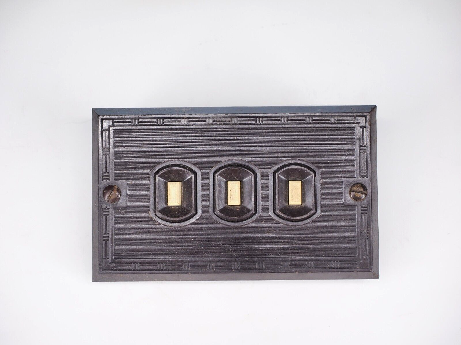 Antique bakelite push three button switch plate and switch