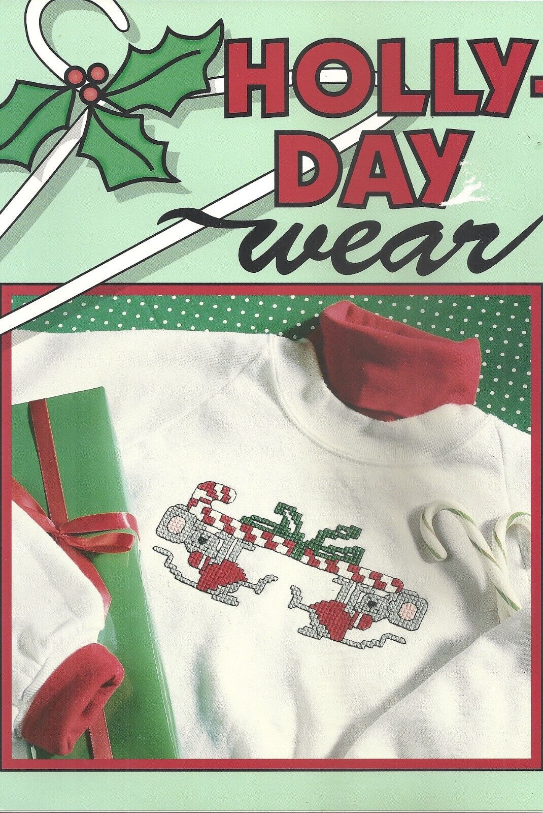 LEISURE ARTS HOLLY-DAY WEAR COUNTED CROSS STITCH LEAFLET ©1997