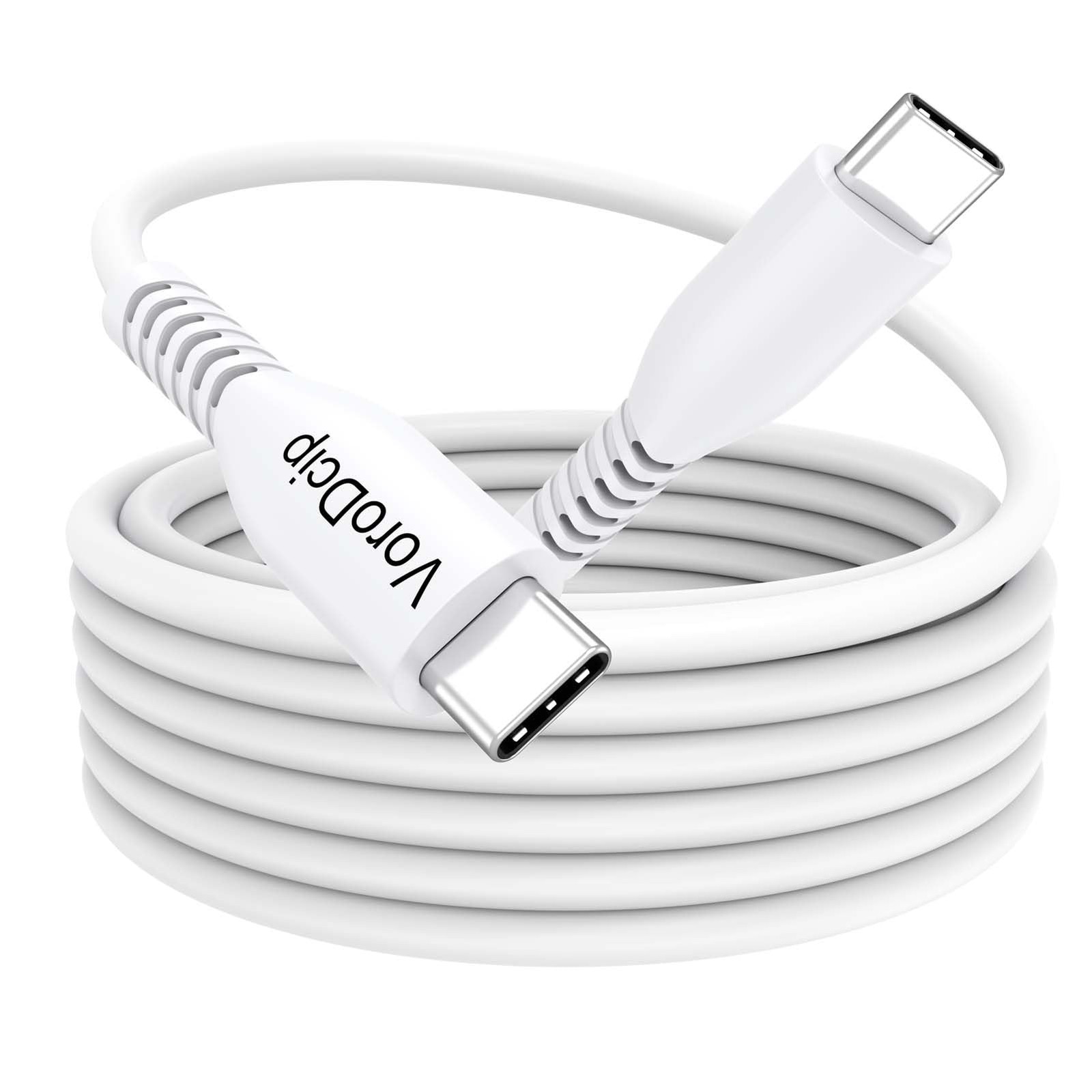 VoroDcip USB C Cable 15 Ft, Extra Long USBC to Type C 60W Fast 15 Feet, White