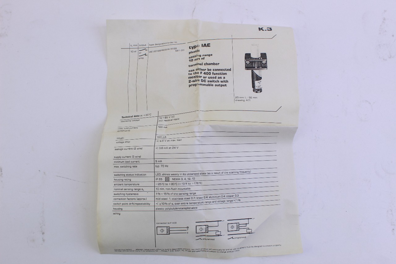 Efector IAE 2010 SFROG Proximity Switch New In Box