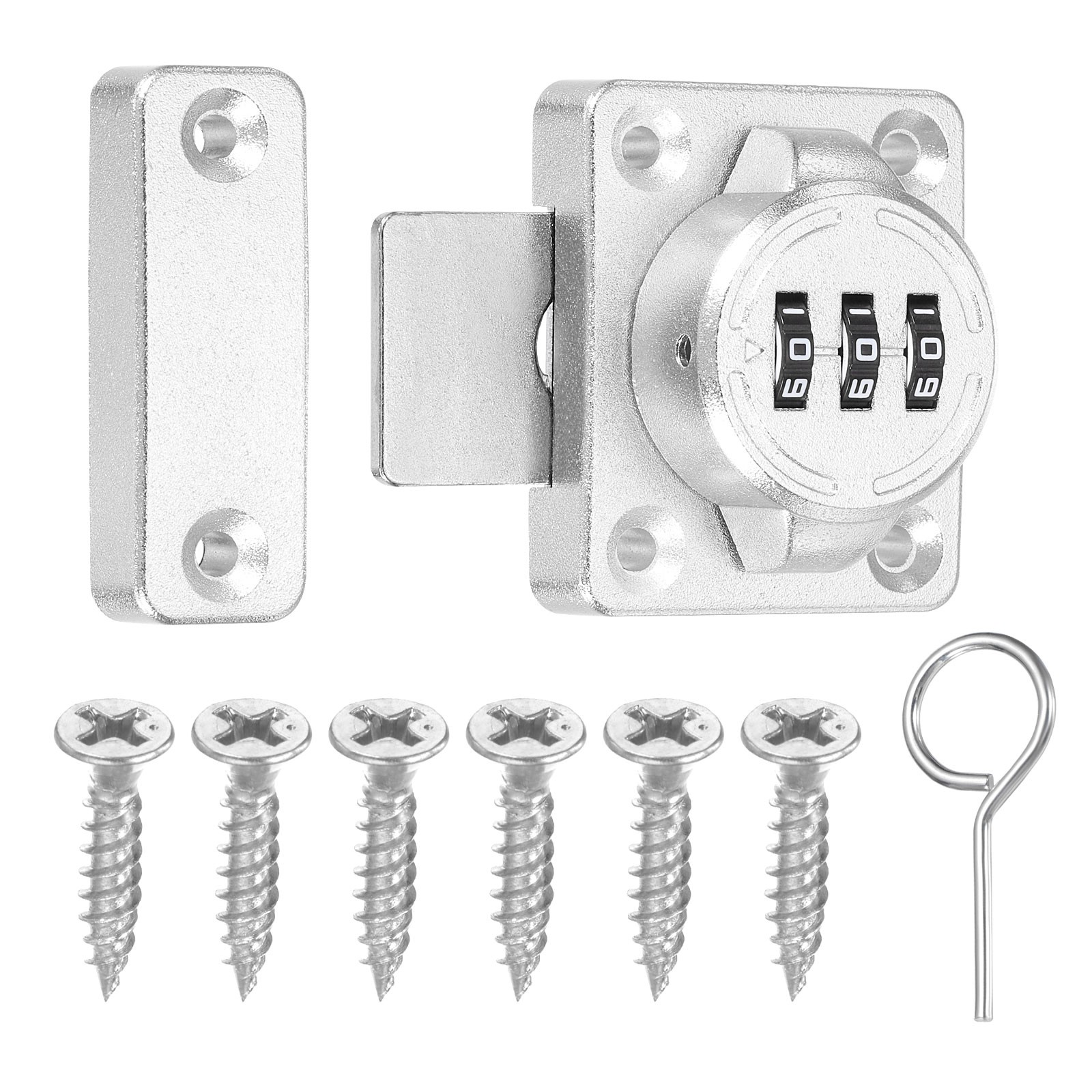 Silver Zinc Alloy Keyless Mechanical Cabinet Lock