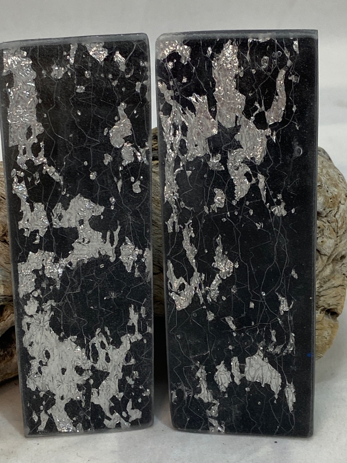 Epoxy Knife Scales with silver lace and flakes (1/4") (Pair)(R133)