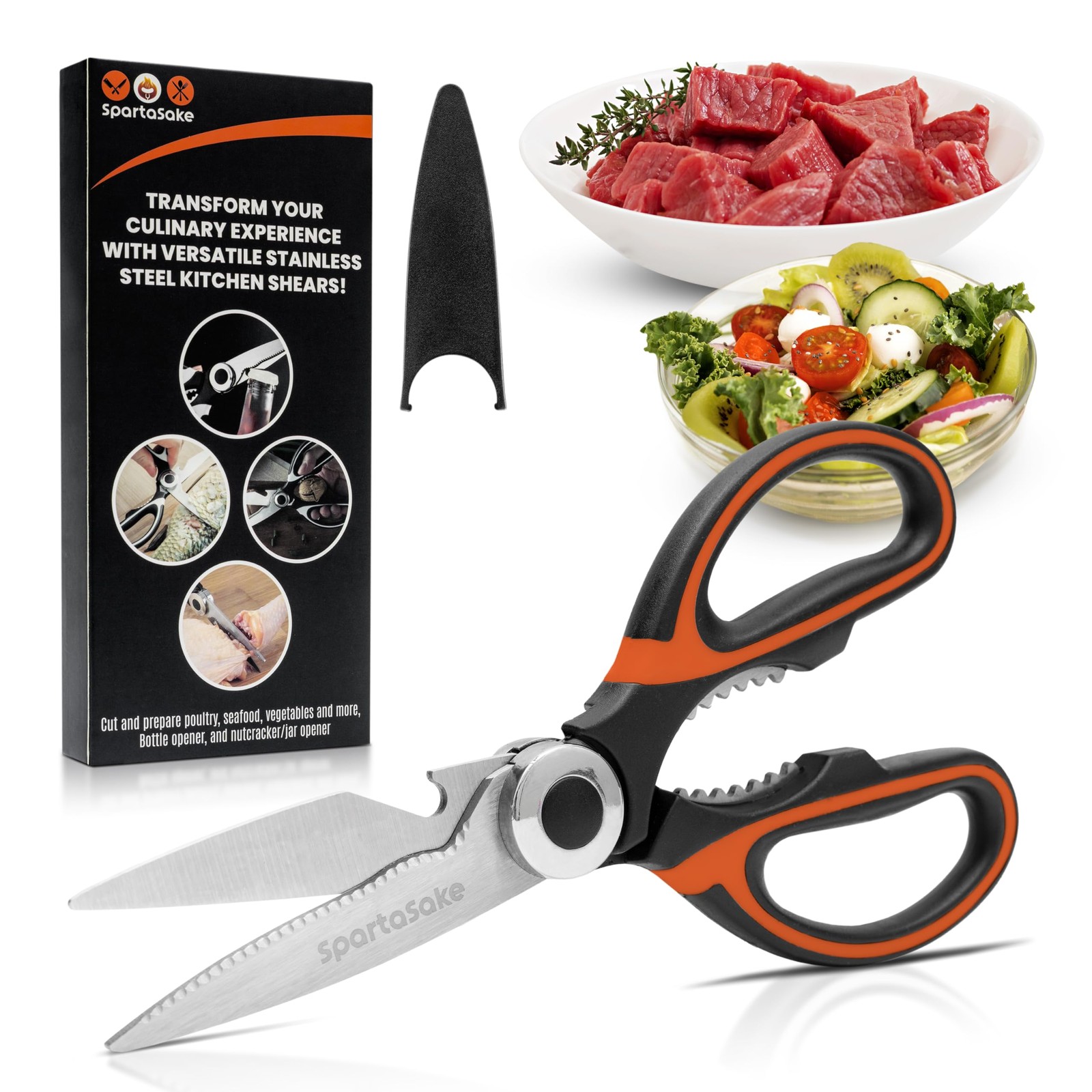 Premium Stainless Steel All Purpose Kitchen Shears Sleeve Heavy Duty