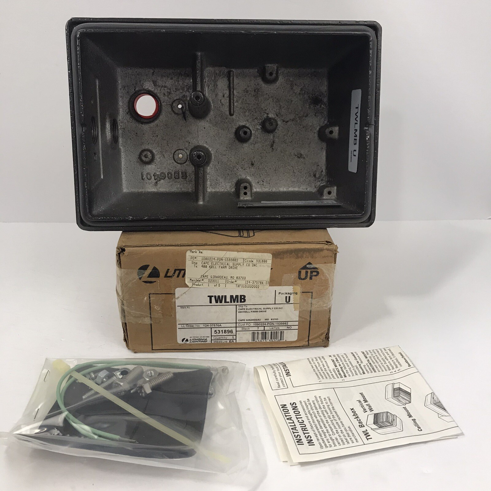 Lithonia TWL Back Box TWLMB 531896 10” X 6-1/2” Cast Aluminum Mounting Box