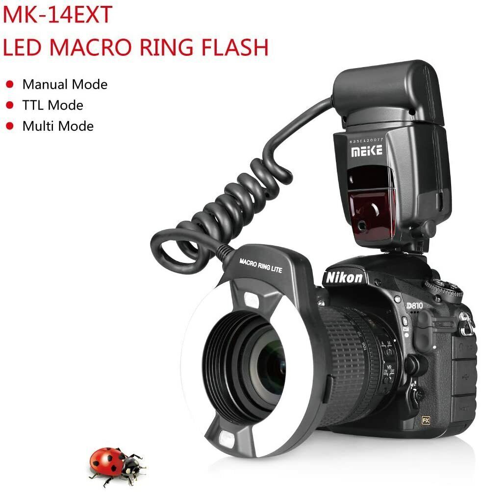 Meike MK-14EXT i-TTL LED Macro Ring Light Flash Speedlite Canon Nikon Camera