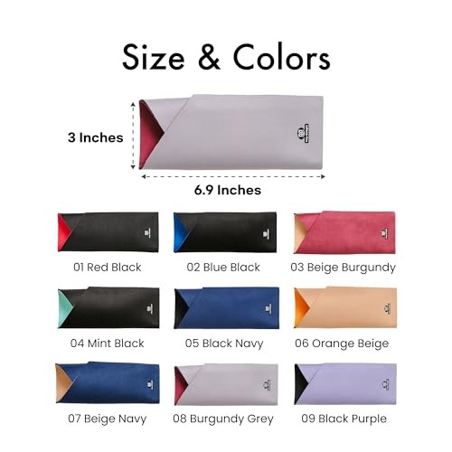 Burrito Style Microfiber Foldable Eyeglass Case - Slim 08 Burgundy Grey