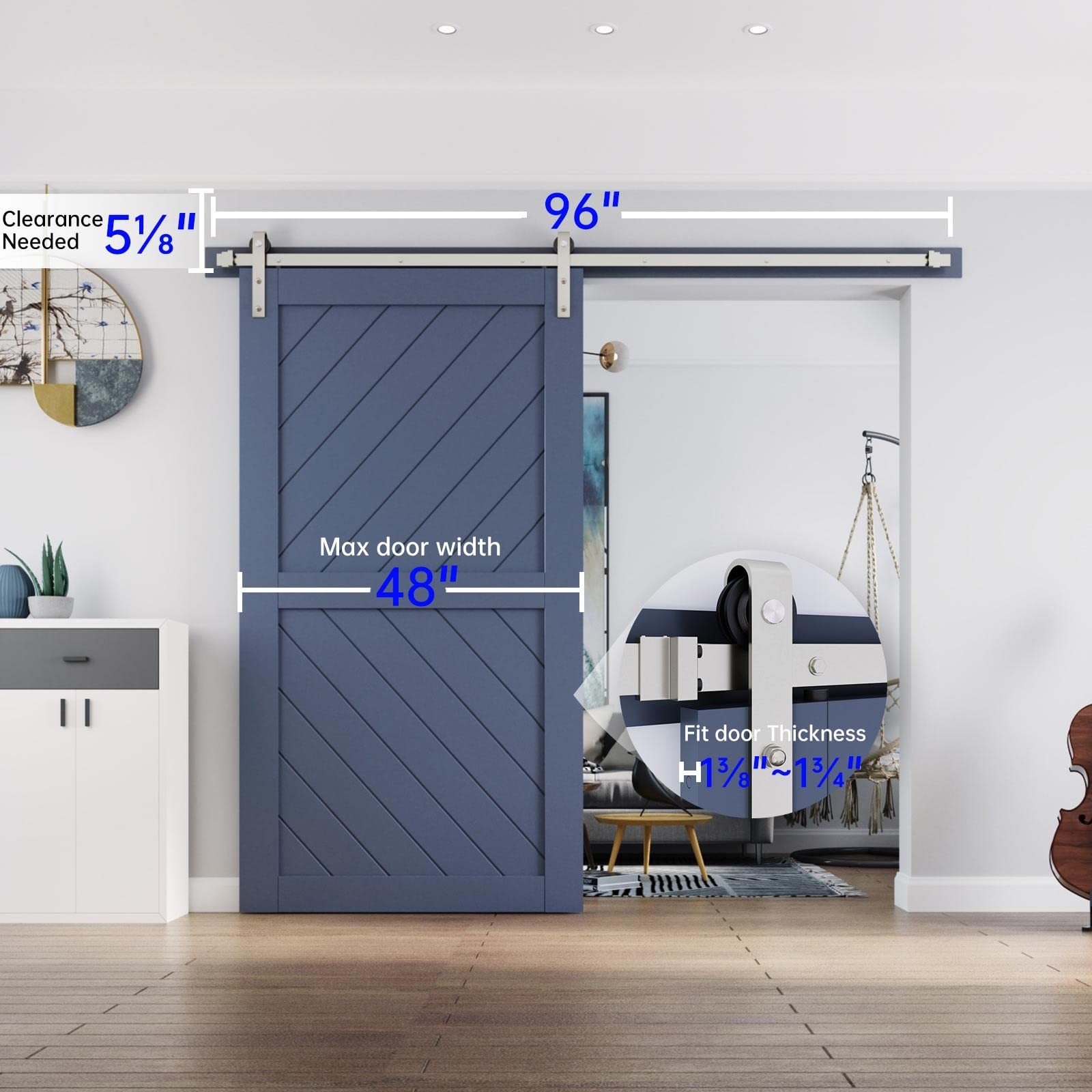 Easelife 8 Ft Brushed Nickel Sliding Barn Door Hardware Track Kitbasic J