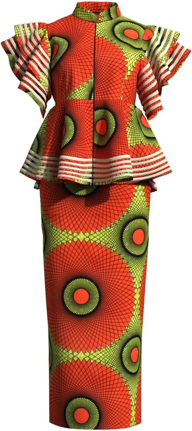 African Dresses Clothing Dashiki Dress Women Skirt Set Print Ankara Zipper Top
