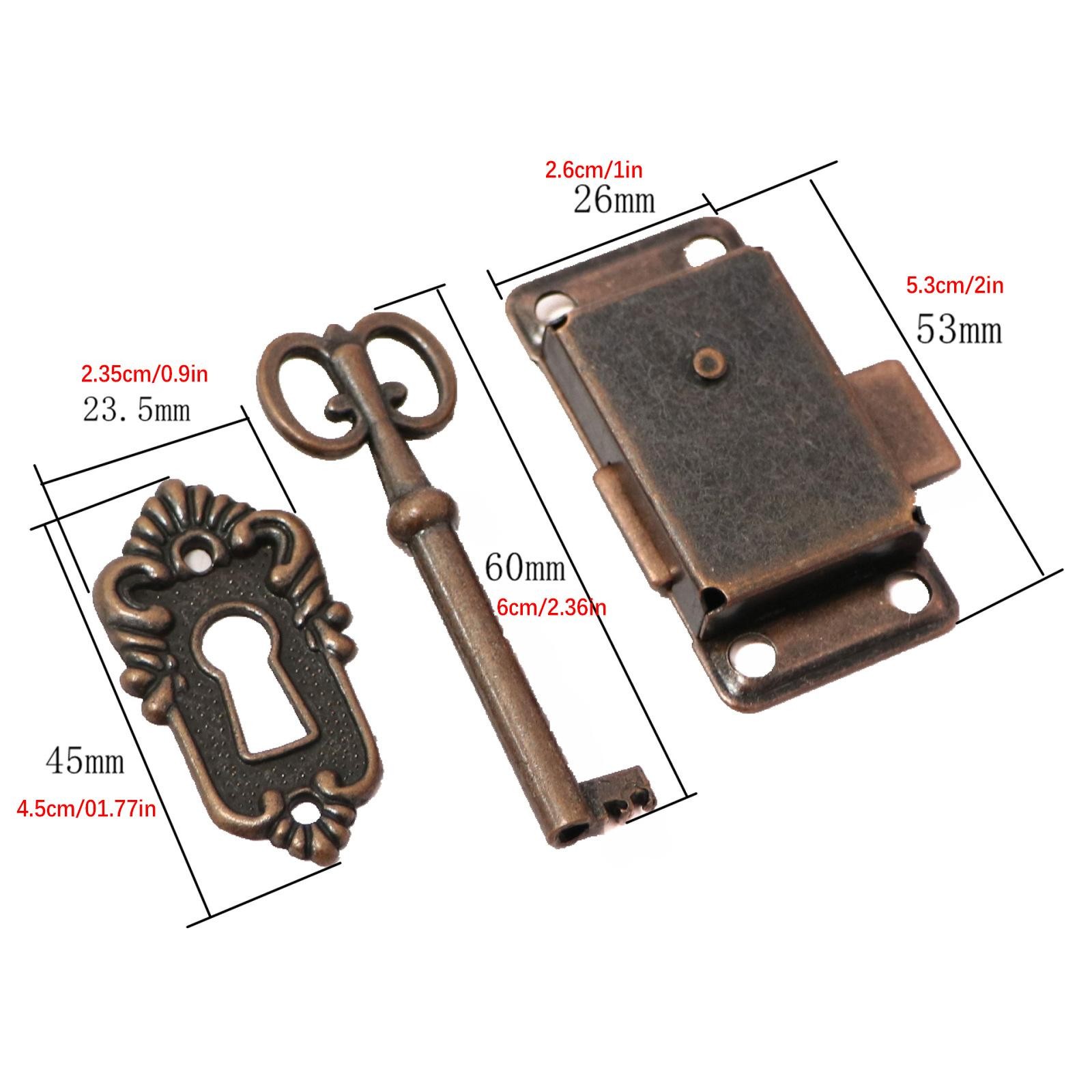 Furniture Cabinet Door Lock Set W/ Key Antique Drawer Wardrobe Lock Decoration[