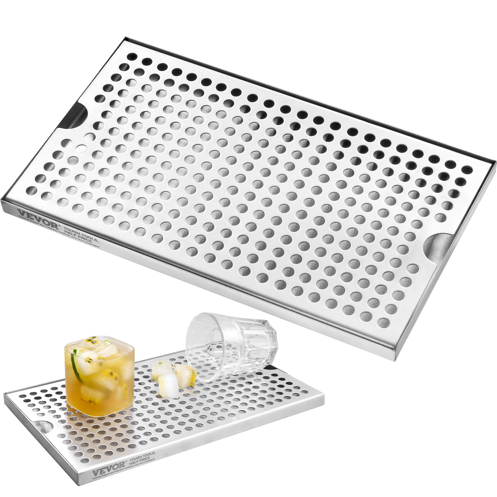 12"x7" Beer Drip Tray Kegerator Beer Tower Drip Pan with Non-Slip Pads SUS