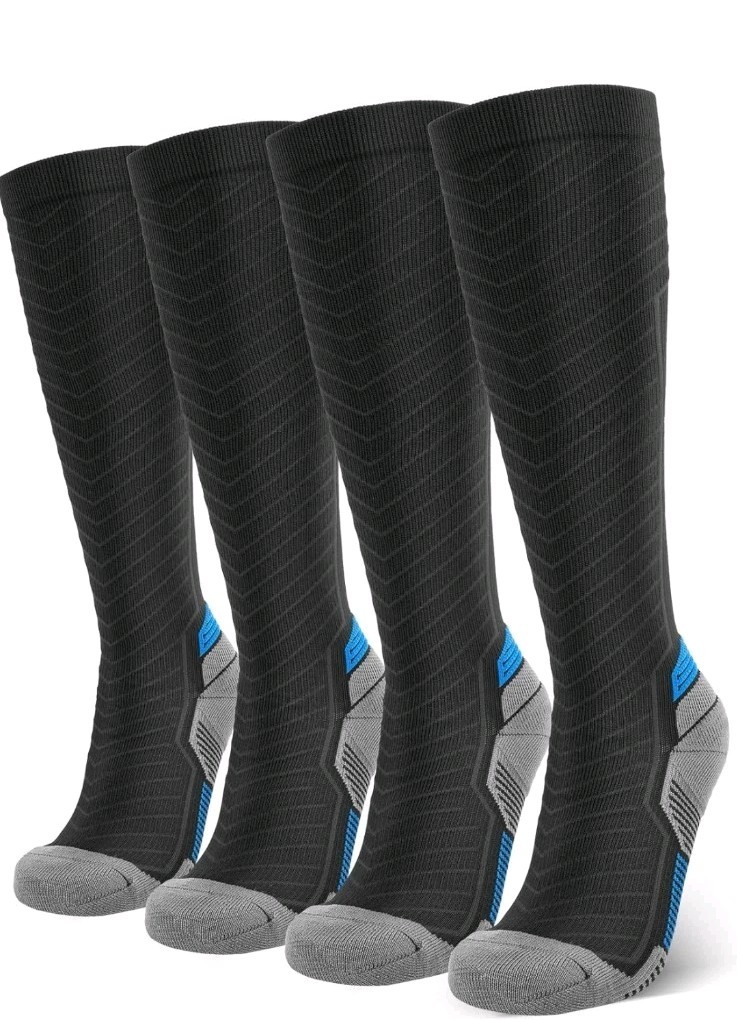 2 Sonoran Graduated Compression Knee High Socks XXL Black/Grey 4 Pair Total
