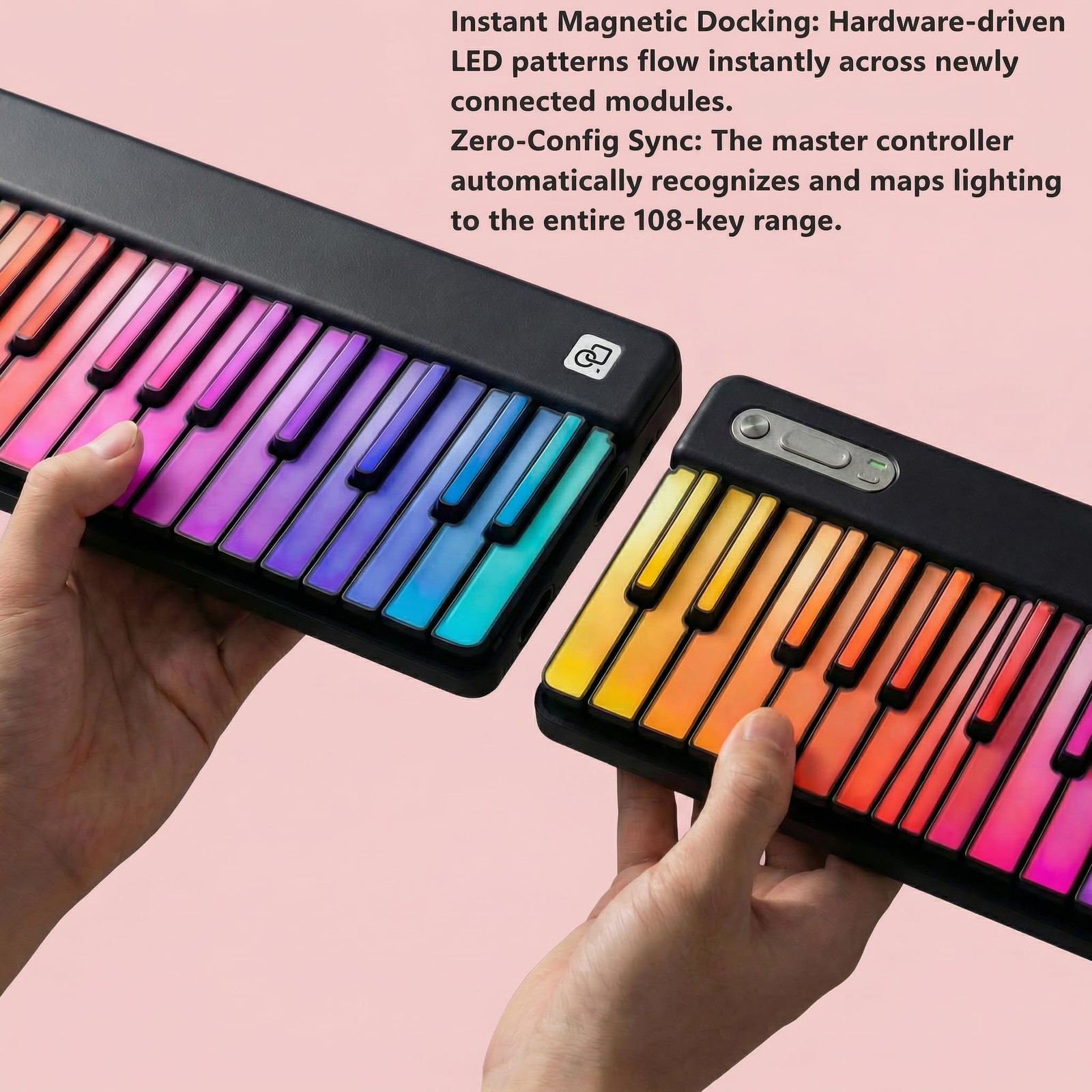 PartyKeys 72-Key Modular MIDI Keyboard Controller Bundle 36 Keys*2, BLACK