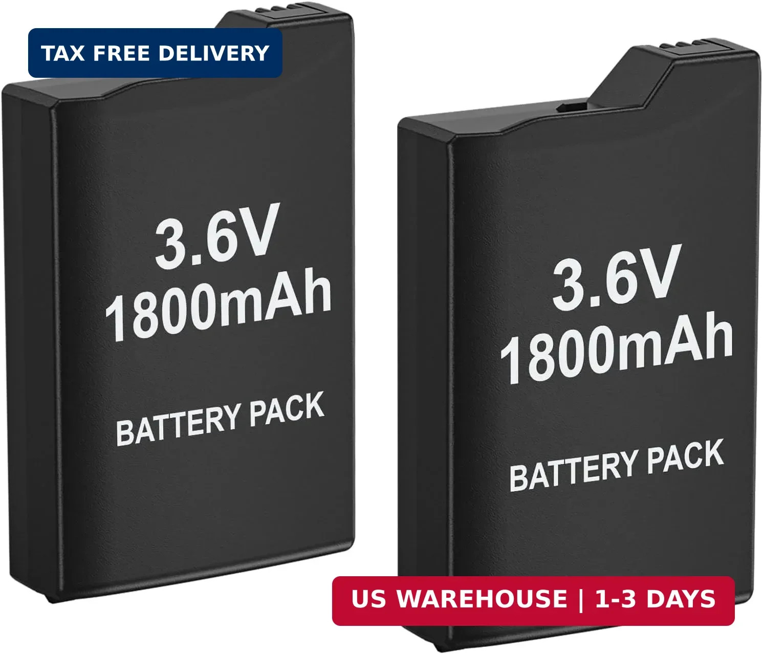 2PCS Battery for PSP, 3.6v 1800mAh Rechargeable Replacement Batteries Replacemen