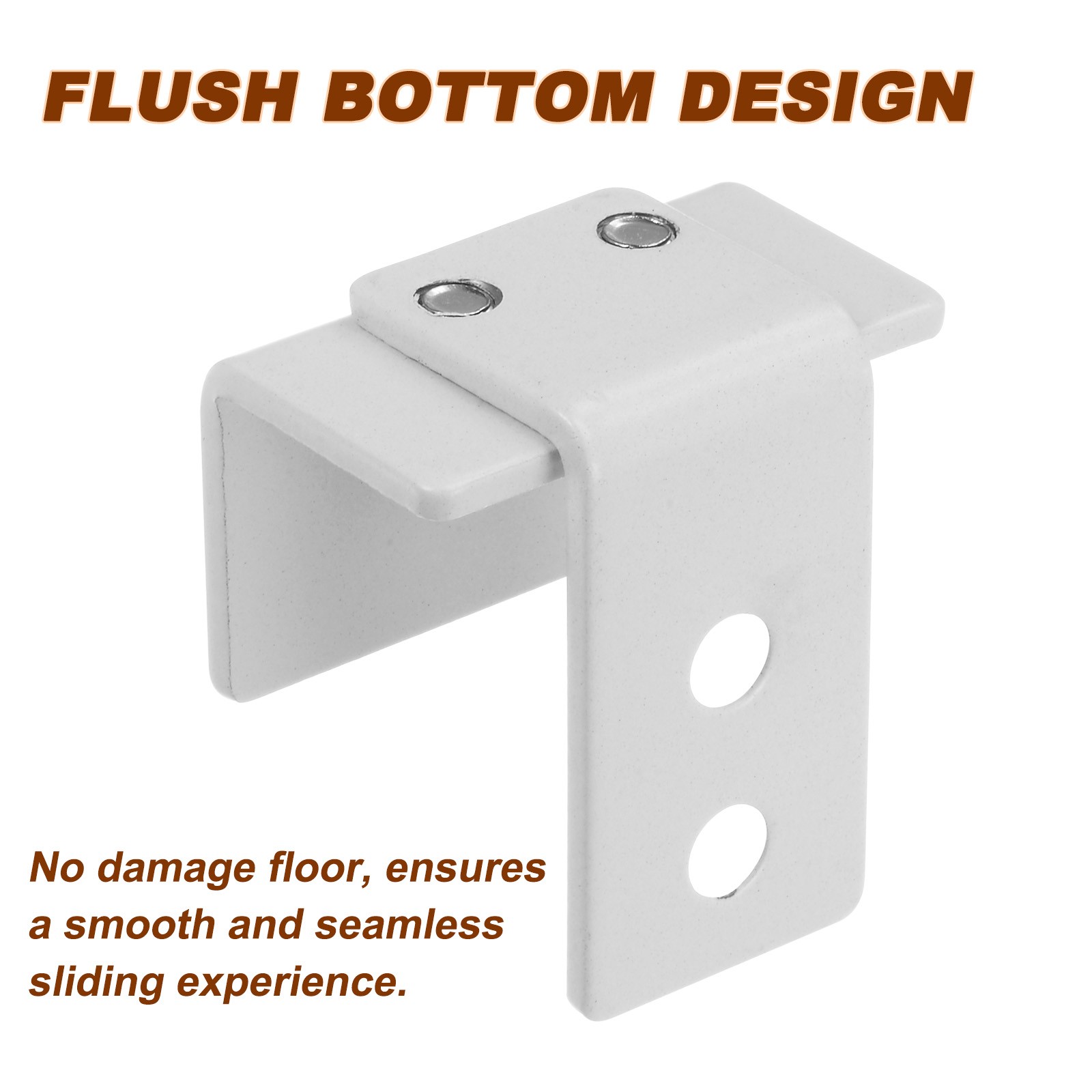 2 Set Sliding Barn Door Floor Guide Wall Mounted, Adjustable U Bracket, White