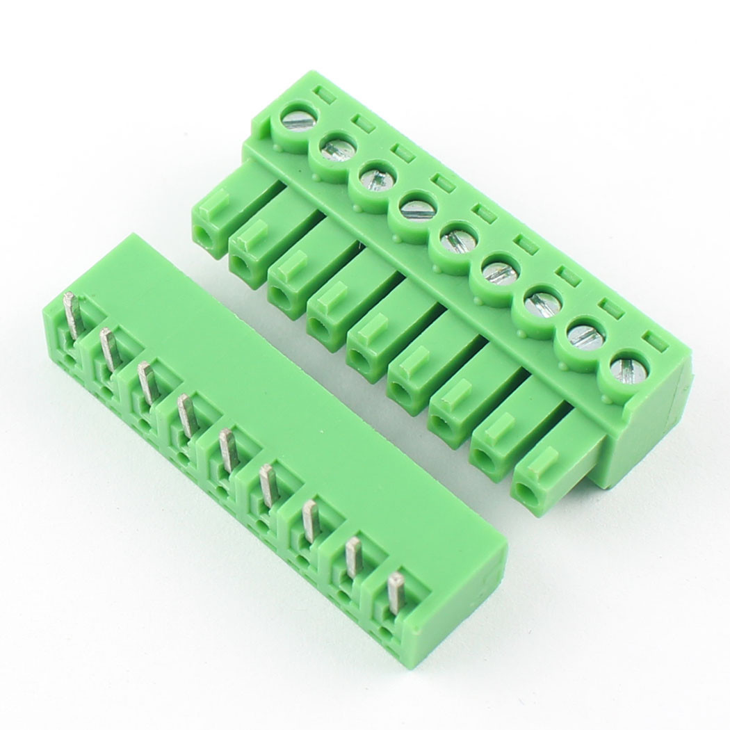5Pcs 3.81mm Pitch 9 Pin Right Angle Screw Terminal Block Pluggable Connector