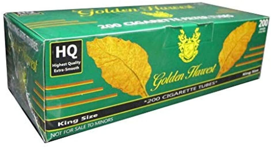 GOLDEN HARVEST GREEN Menthol King Tube 200 Count Per Box [1-Box]
