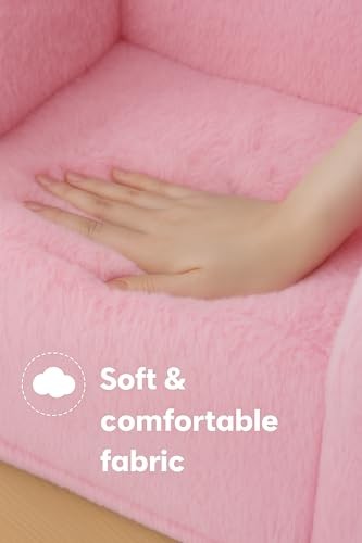 Cute Animal Toddler Foam Chair, Soft Faux Rabbit Fur, Comfy Toddler Lounge