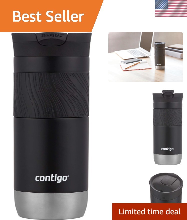 Byron 16oz Vacuum-Insulated Travel Mug - Leak-Proof & BPA-Free in Licorice