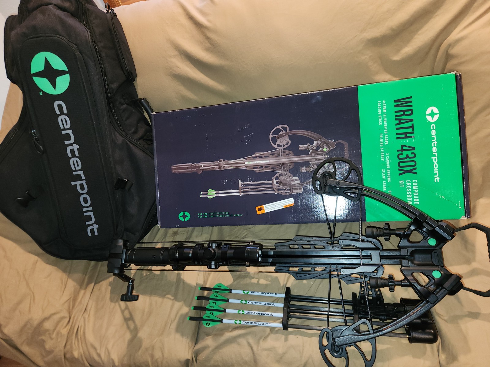 CenterPoint Wrath 430X Crossbow Kit with arrows and case - Black