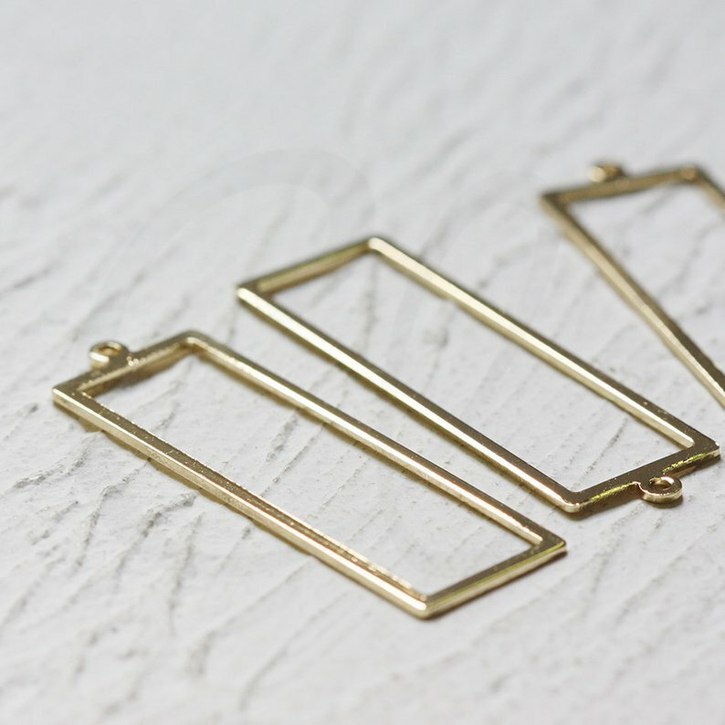 One Piece Premium Gold Plated Rectangle Charm - 46x15mm (CW-4244C)