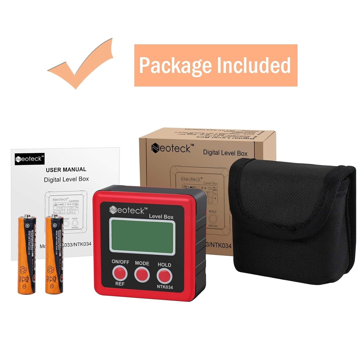 Versatile Digital Angle Gauge for Accurate Measurements - Waterproof & Red