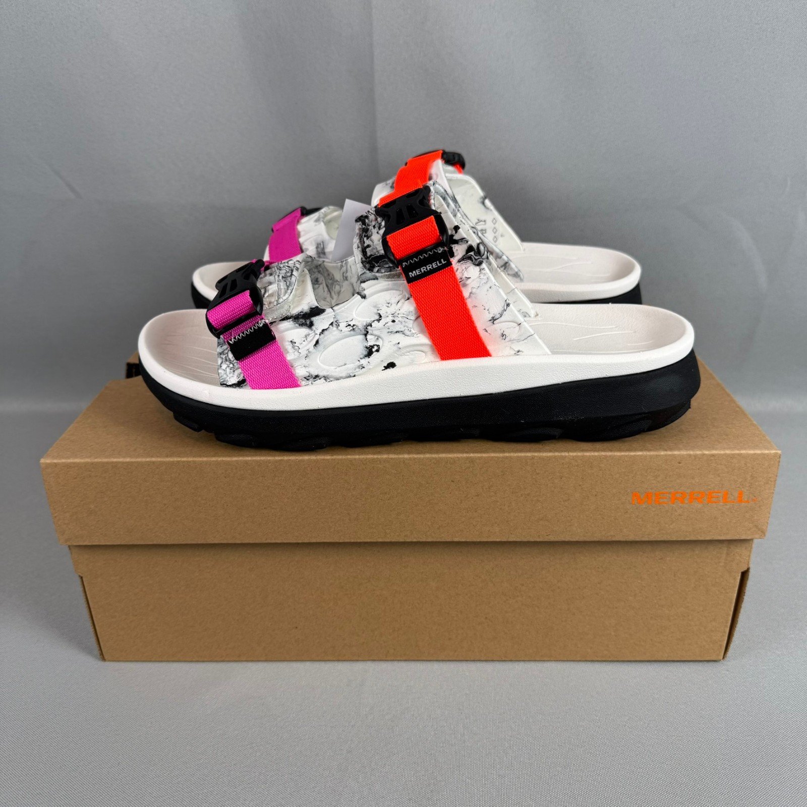Merrell Hut Ultra Wrap Sandals Mens Size 10 White Black Slip-On J006191 New NIB