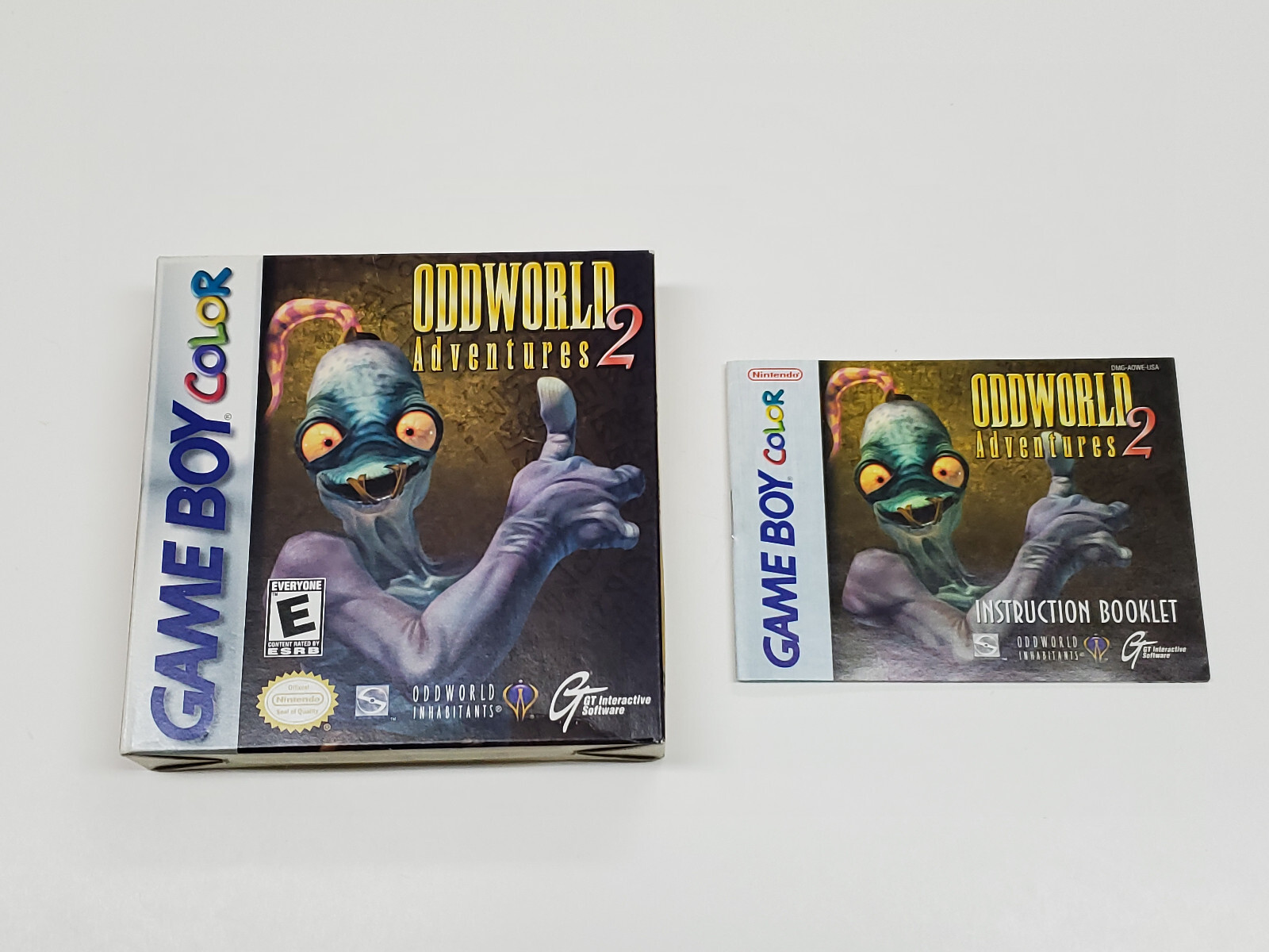 Oddworld Adventures 2 Authentic Nintendo Game Boy Color Box & Manual *