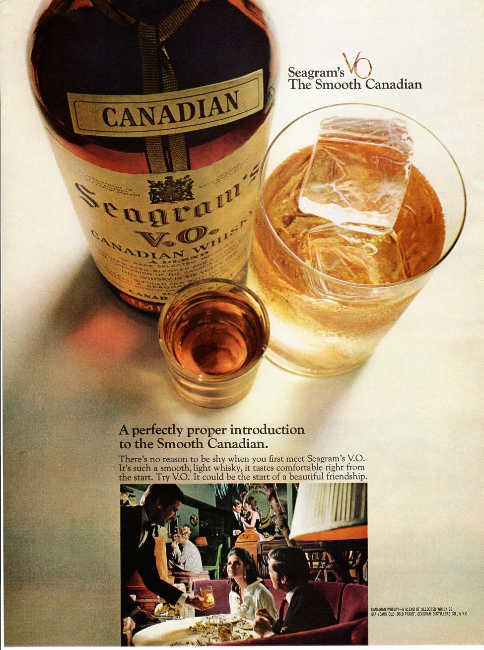 Vintage advertising print Alcohol Seagram's V.O. Perfectly Proper Introduction